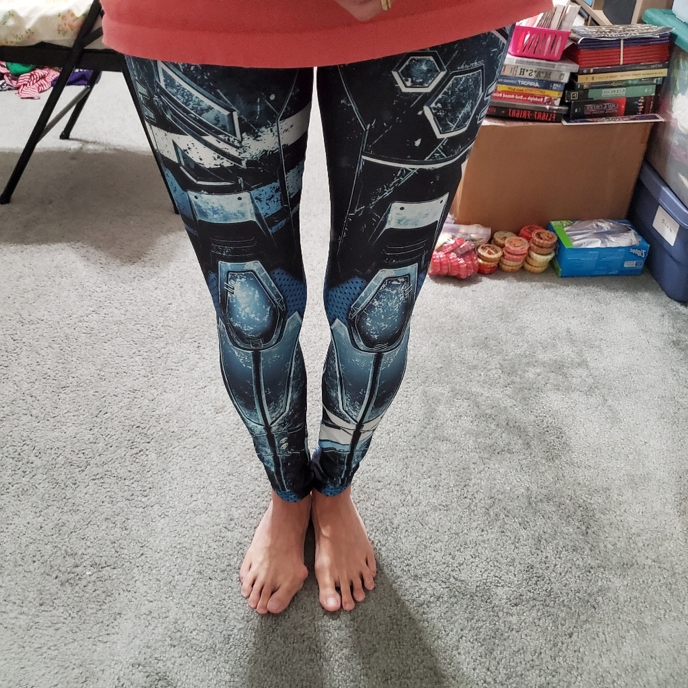 Steampunk Graphic print mechanical cyberpunk look leggings OS fits to 10 comfy - Picture 3 of 11